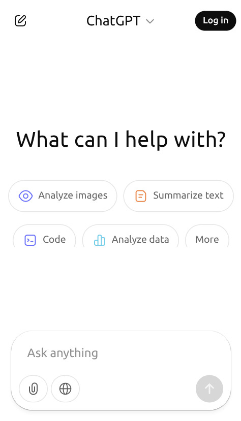 Screenshot of free version of ChatGPT
